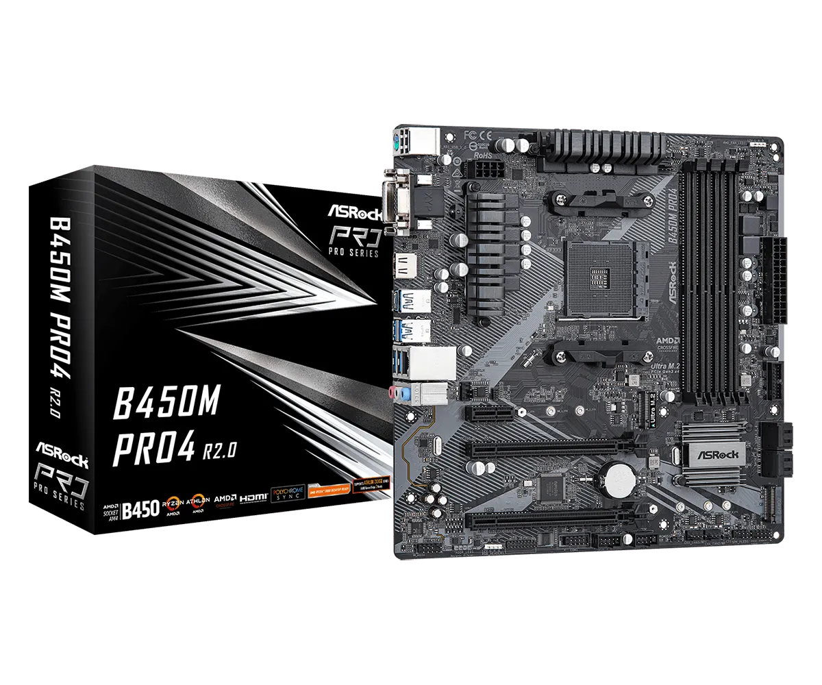 Дънна платка, ASROCK B450M PRO4 R2.0 / AM4