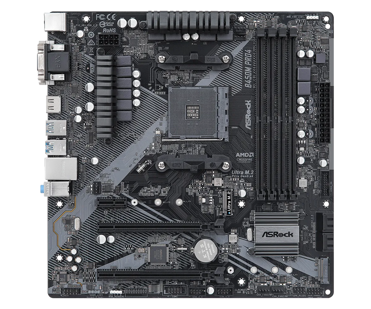 Дънна платка, ASROCK B450M PRO4 R2.0 / AM4 - image 1