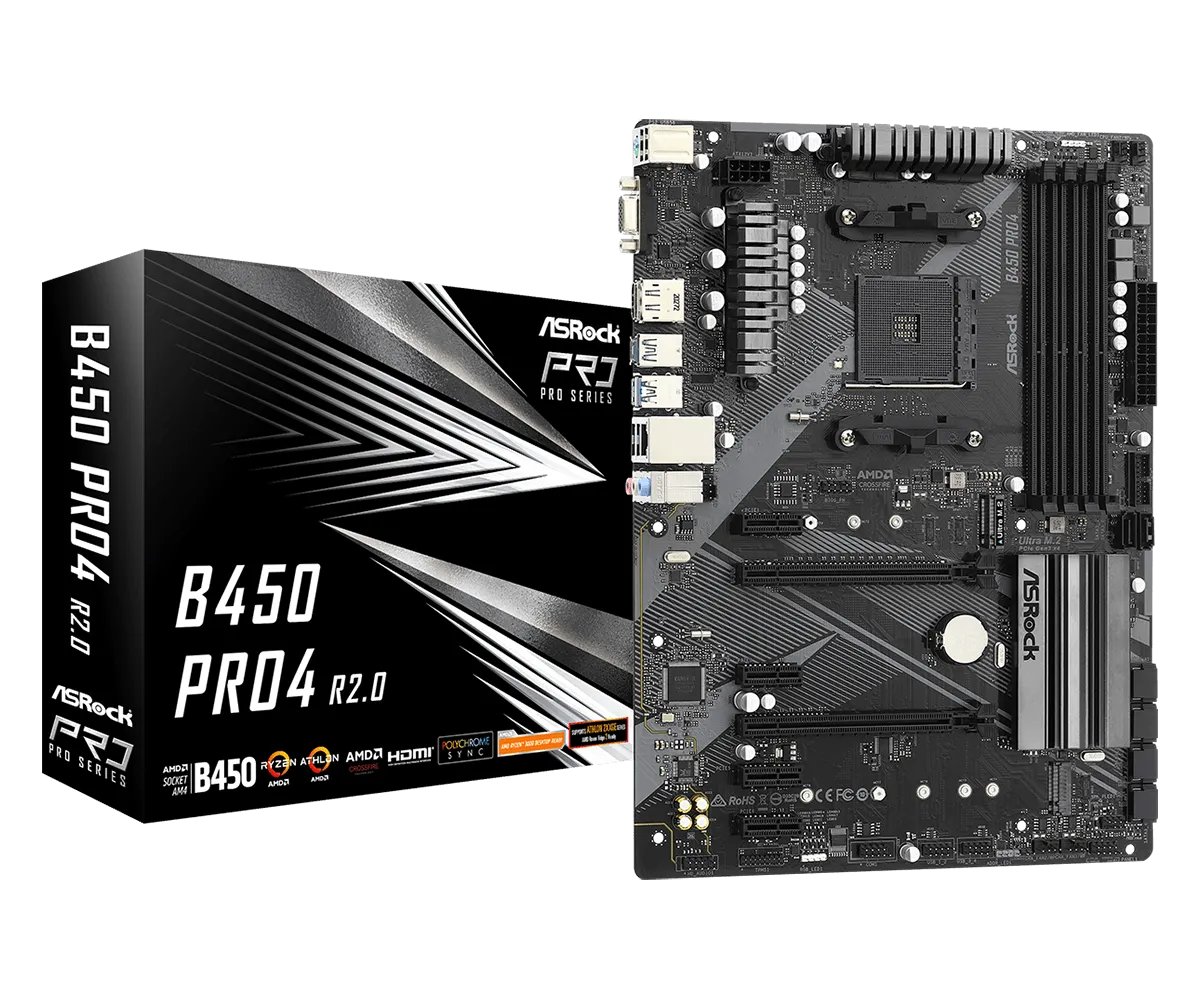 Дънна платка, ASROCK B450 PRO4 R2.0 /AM4