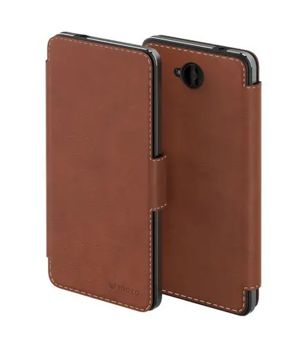 MS LUMIA 650 θήκη flip καφέ - 1