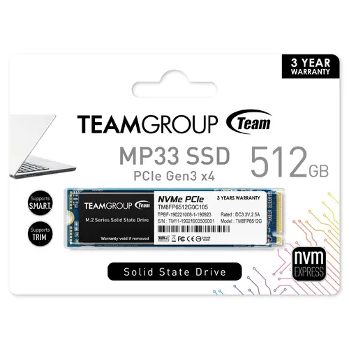 Твърд диск, TEAM SSD MP33 512G M2 PCI-E - image 1