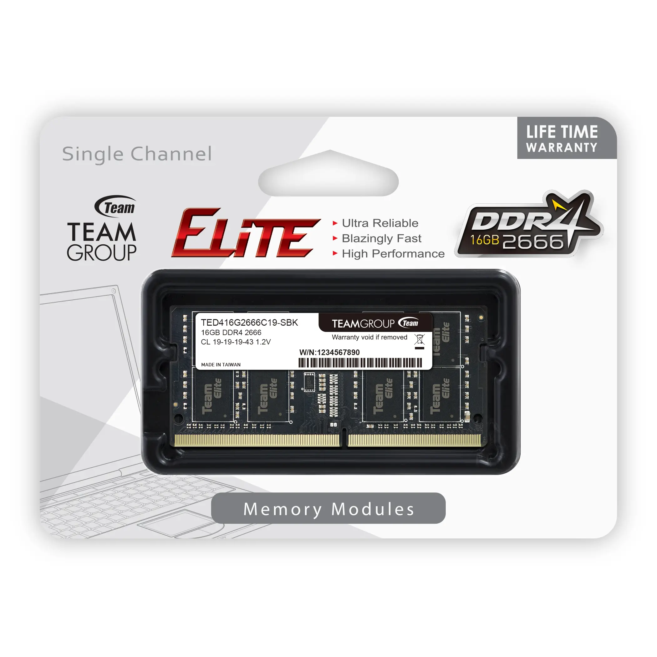 Памет, TEAM GROUP 16G DDR4 2666 TEAM ELITE SODIM