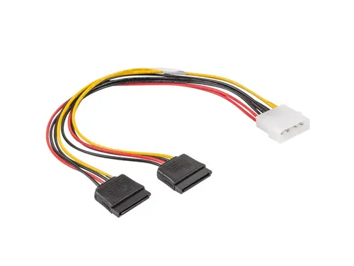Адаптер, Lanberg molex (m) 4 pin -> 2x SATA (f) 15 pin, cable 30cm - image 1