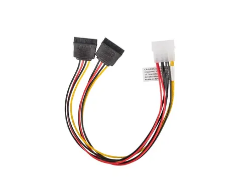 Адаптер, Lanberg molex (m) 4 pin -> 2x SATA (f) 15 pin, cable 30cm - image 2