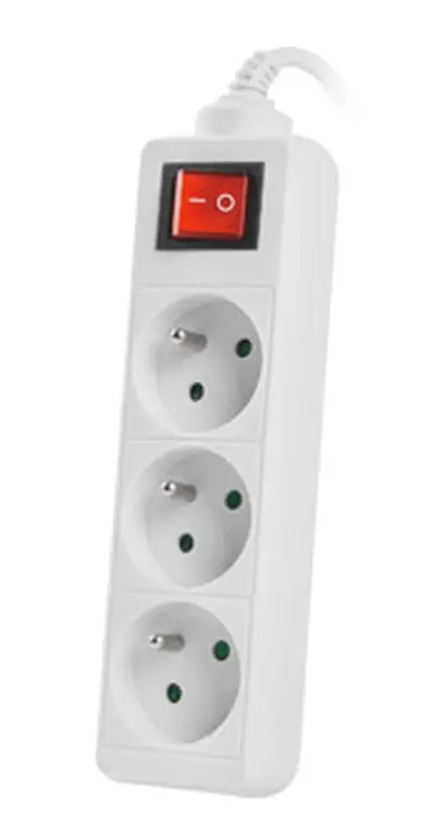 Разклонител, Lanberg power strip 1.5m, 3 sockets, french with circuit breaker quality-grade copper cable, white - image 1