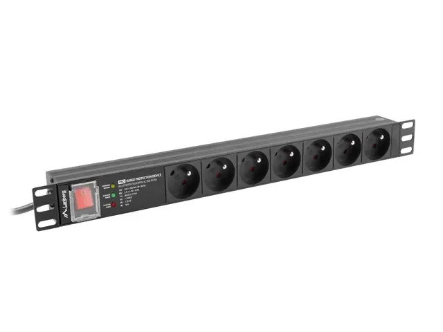 Филтър, Lanberg power distribution unit (PDU) PRO 19" 1U 16A 2M 7X FRENCH OUTLETS SPD-3MP Black - image 1