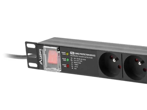 Филтър, Lanberg power distribution unit (PDU) PRO 19" 1U 16A 2M 7X FRENCH OUTLETS SPD-3MP Black - image 2