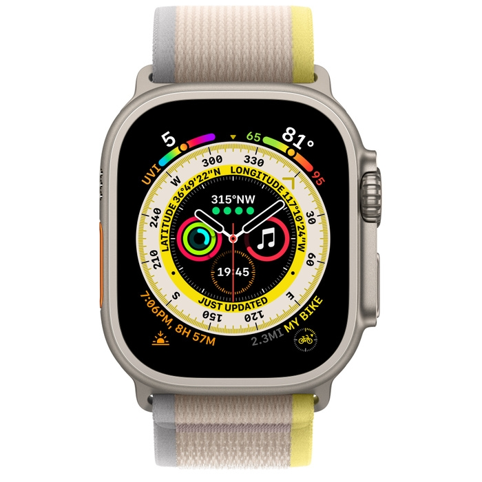 Часовник, Apple Watch Ultra GPS + Cellular, 49mm Titanium Case with Yellow/Beige Trail Loop - M/L - image 1