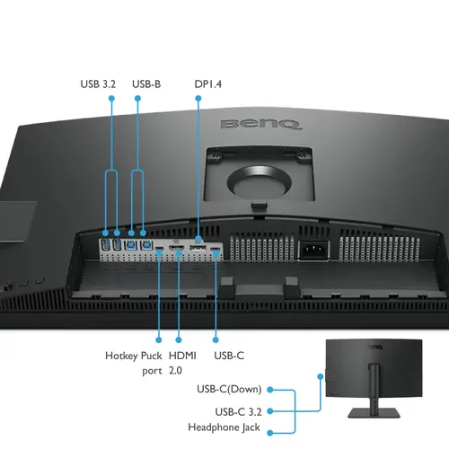 Монитор, BenQ PD2705U, 27" IPS LED, 5ms,3840x2160 4K UHD, Designer Monitor, AQCOLOR, 100% sRGB, HDR10, B.I., LBL, KVM Switch, ICCsync, CAD/CAM, DualView, 1000:1, 300 cd/m2, HDMI, DP, USB Type-C(Power 65W, DP alt), Speak.2x2W, Height Adj., Swivel, Tilt, Gray - image 7