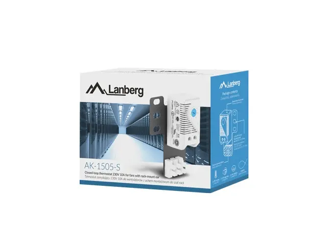 Аксесоар, Lanberg closed-loop thermostat 10A for rack cabinets with 19" ear and terminal block, grey - image 5