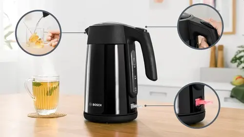 Електрическа кана, Bosch TWK7L463, Kettle, 2400 W, 1.7 l, Black - image 9