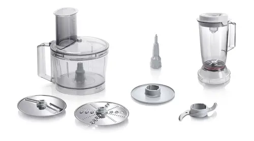 Кухненски робот, Bosch MCM3200W, Kitchen machine, MultiTalent 3, 800 W, BPA-free, plastic bowl 2.3 l , Double-sided stainless steel disc for cutting and planing, suitable for crushing ice, Dough attachment, white - image 1