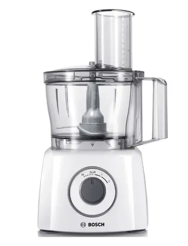 Кухненски робот, Bosch MCM3200W, Kitchen machine, MultiTalent 3, 800 W, BPA-free, plastic bowl 2.3 l , Double-sided stainless steel disc for cutting and planing, suitable for crushing ice, Dough attachment, white - image 2