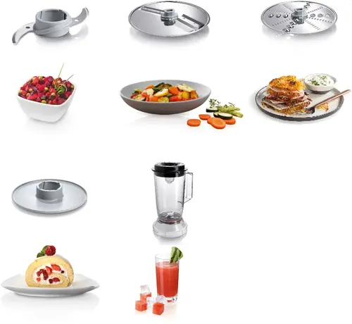 Кухненски робот, Bosch MCM3201B, Kitchen machine, MultiTalent 3, 800 W, BPA-free, plastic bowl 2.3 l , Double-sided stainless steel disc for cutting and planing, suitable for crushing ice, Dough attachment, black - image 5