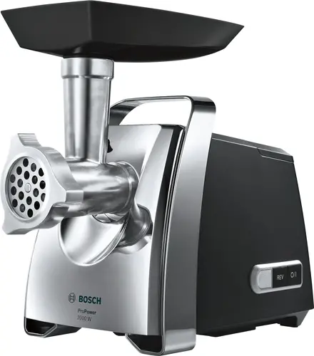 Κρεατομηχανή, Bosch MFW67440, ProPower 2000W, 3,5 kg/min, nr. 8, 3 σίτες, εξάρτημα kebbe, εξάρτημα τρίφτη με 2 τύμπανα, λειτουργία αντίστροφης κίνησης - 1