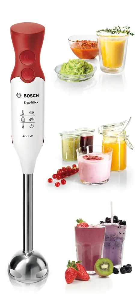Blender vertical, Bosch MSM64110, Blender, 450 W, Inclusă cană transparentă, Alb, roșu - image 5