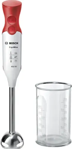 Μπλέντερ χειρός, Bosch MSM64110, Blender, 450 W, Περιλαμβάνεται διαφανής κανάτα, Λευκό, κόκκινο - 1