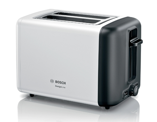 Тостер, Bosch TAT3P421, Compact toaster, DesignLine, 820-970 W, Auto power off, Defrost and warm setting, Lifting high, White