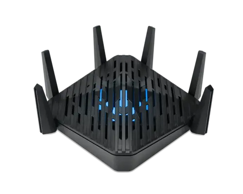 Рутер, Acer Predator Router Connect 6 Tri-band 2.4GHz / 5GHz /6GHz,USB3.0 Type A | FTP/Samba, Ethernet | WAN 1 X 2.5Gbps, LAN 4 x 1Gbps (Game Port), LPDDR 1GB & 4GB Storage, Wifi 6E, black