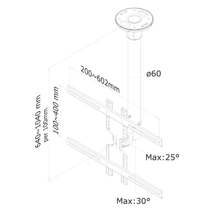 Стойка, Neomounts Flat Screen Ceiling Mount (Height: 64-105 cm) - image 2