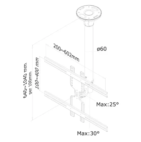 Стойка, Neomounts Flat Screen Ceiling Mount (Height: 64-105 cm) - image 2