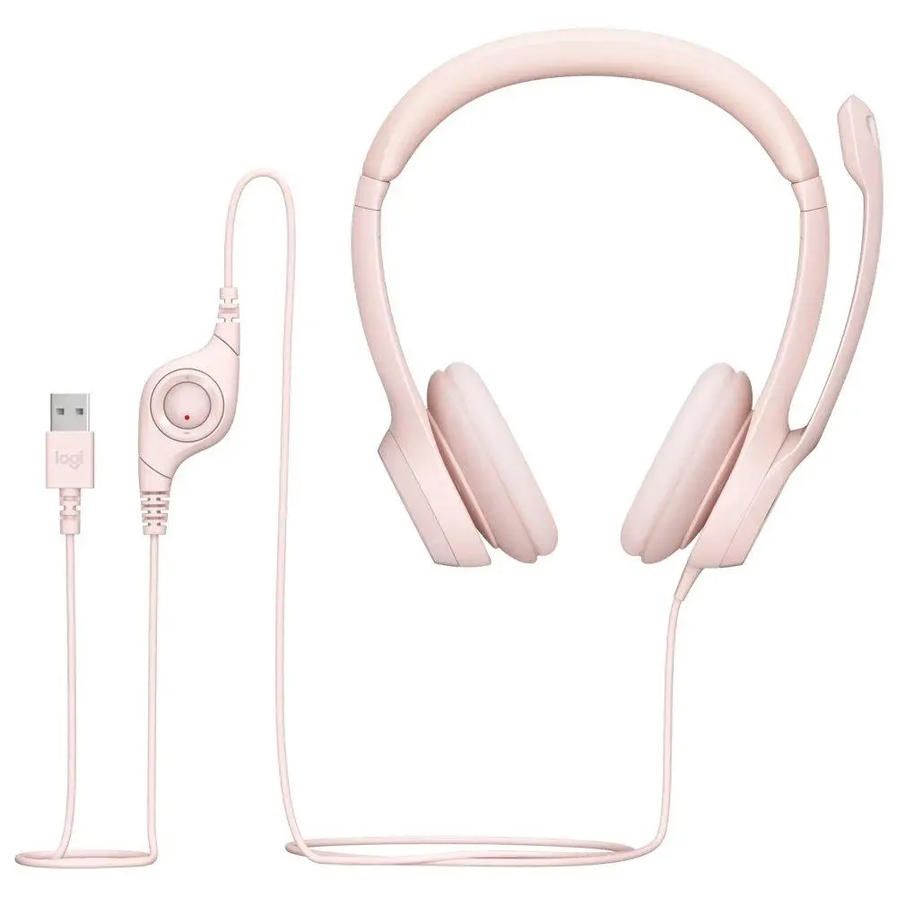 Слушалки, Logitech H390 USB Computer Headset - ROSE - USB - N/A - EMEA-914
