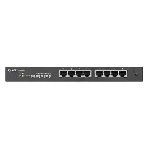 Комутатор, ZyXEL GS1900-8 v2, 8 port GbE L2 smart switch, desktop, fanless - image 1