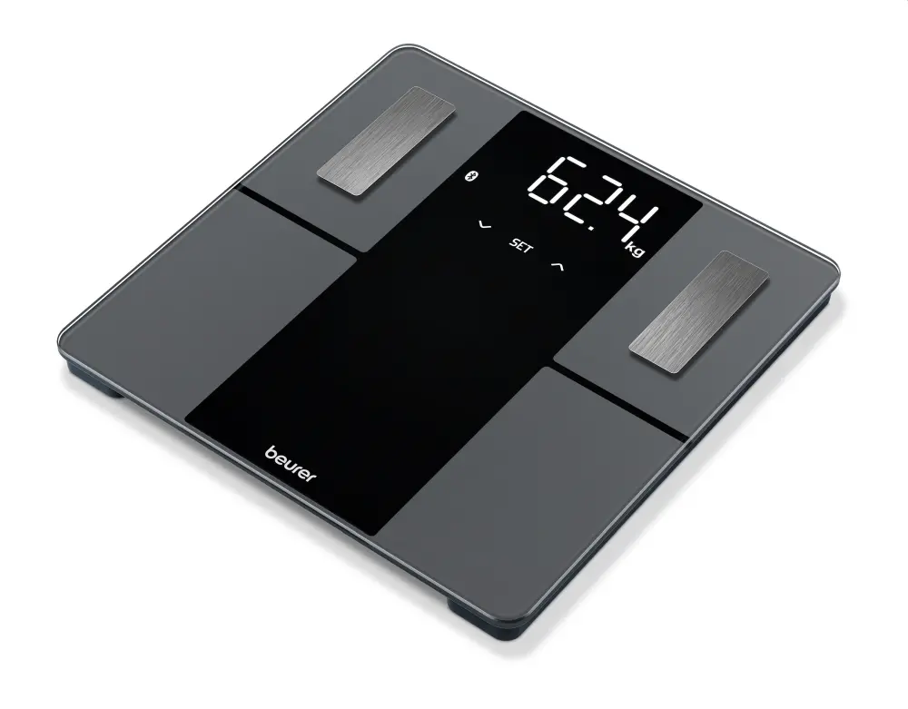 Cântar, Beurer BF 500 BT cântar de baie de diagnosticare, de culoare neagră, electrozi din oțel inoxidabil cu acoperire de titan, display magic