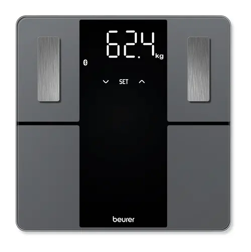 Cântar, Beurer BF 500 BT cântar de baie de diagnosticare, de culoare neagră, electrozi din oțel inoxidabil cu acoperire de titan, display magic - 2