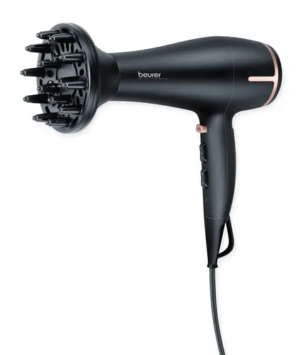 Сешоар, Beurer HC 60 Hair dryer, ECO technology: 1400 watt consumption with 2000 watt output, Touch sensor, Ion function, 3 heat settings,2 blower settings, Volume diffuser, Cold air, Overheating protection; Slim professional nozzle - image 1