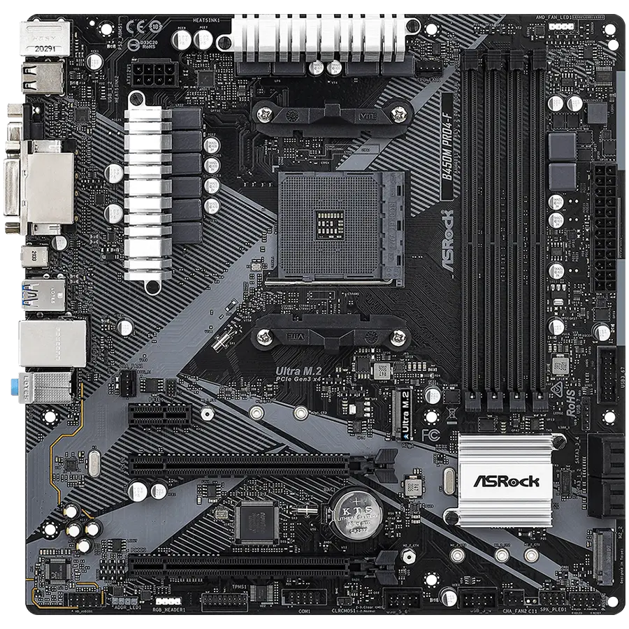 Дънна платка, ASROCK B450M PRO4-F R2.0 / AM4 - image 1