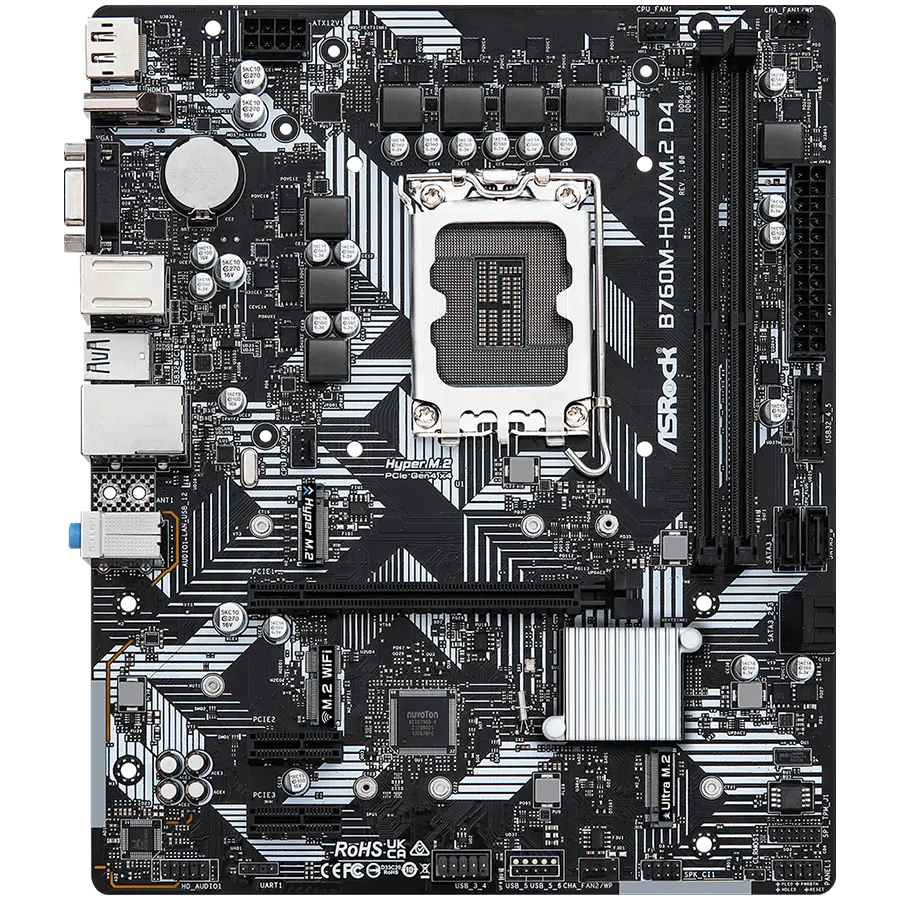 Placă de bază, ASROCK B760M-HDV/M.2 D4 - image 1