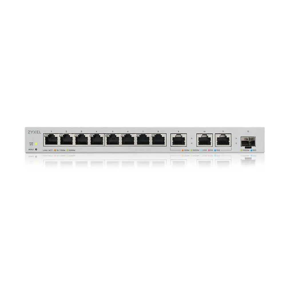 Switch, ZyXEL XGS1250-12, 12-Port Gigabit webmanaged Switch cu 8 porturi 1G + 3 porturi MultiGig 1/2.5/5/10G + 1 port SFP+ - image 1