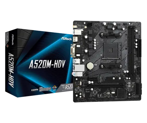 Placă de bază, ASROCK A520M-HDV /AM4 - 1