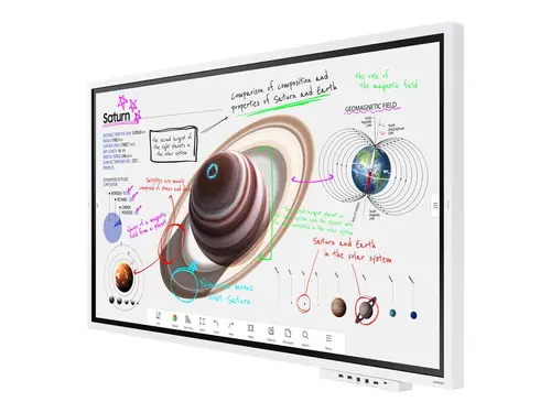 Интерактивен дисплей, Samsung Flip PRO WM65B 65"  3,840 x 2,160, VA, 8ms, 350 cd/m2, 4000:1 Contrast, 4K Digital Flipchart TOUCH , Mirroring, Remote Management, Wi-Fi, Remote PC & Bluetooth Support, 2xHDMI 2.0, DP 1.2, RJ45, RS232, Tizen 6.5, White - image 1