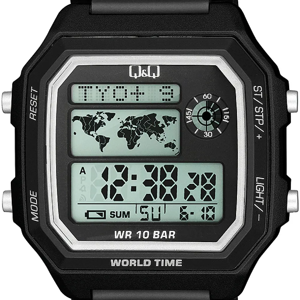 Мъжки дигитален часовник Q&Q World Time - M196J001Y - image 1