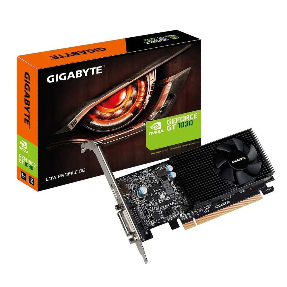 Видео карта GIGABYTE GeForce® GT 1030 2GB GDDR5 64 bit, Low Profile, DVI-D, HDMI - image 1