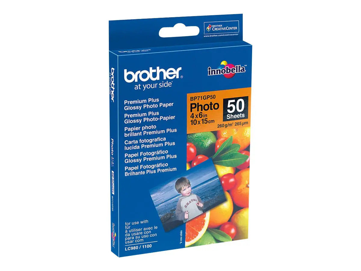 Hârtie, Brother BP71GP50 Premium Plus Glossy Photo Paper, A6 (4x6"), 50 de coli