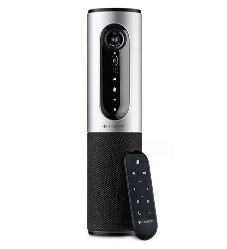 Webcam, Logitech ConferenceCam Connect, Full HD, έως 6 θέσεις, φορητή AIO, Bluetooth, τηλεχειριστήριο, μαύρο & ασημί