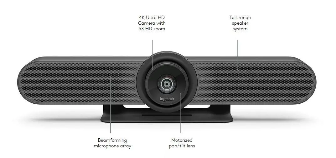 Κάμερα web, Logitech MeetUp Confererence Solution, Ultra HD 4K 30 fps, έως 6 θέσεις, Super Wide 120°, μηχανοκίνητη PT, RightSight, RightLight