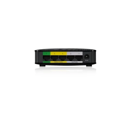 Комутатор, ZyXEL GS-105Sv2 5-port 10/100/1000Mbps Gigabit Ethernet switch, 3 QoS ports (1port "High", 2ports "Middle"), 802.3az (Green), desktop, plastic housing - image 3