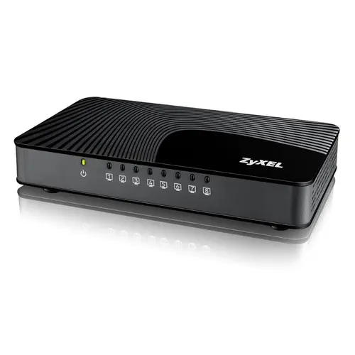 Комутатор, ZyXEL GS-108Sv2 8-port 10/100/1000Mbps Gigabit Ethernet switch, 4 QoS ports (2port "High", 2ports "Middle"), 802.3az (Green), desktop, plastic housing - image 2