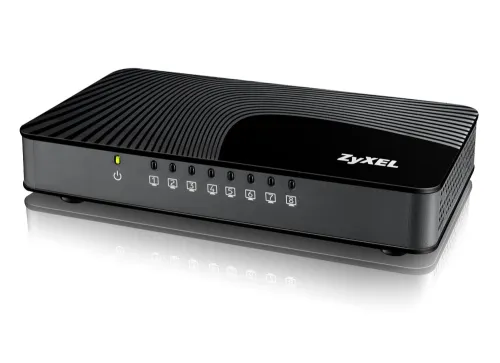 Комутатор, ZyXEL GS-108Sv2 8-port 10/100/1000Mbps Gigabit Ethernet switch, 4 QoS ports (2port "High", 2ports "Middle"), 802.3az (Green), desktop, plastic housing