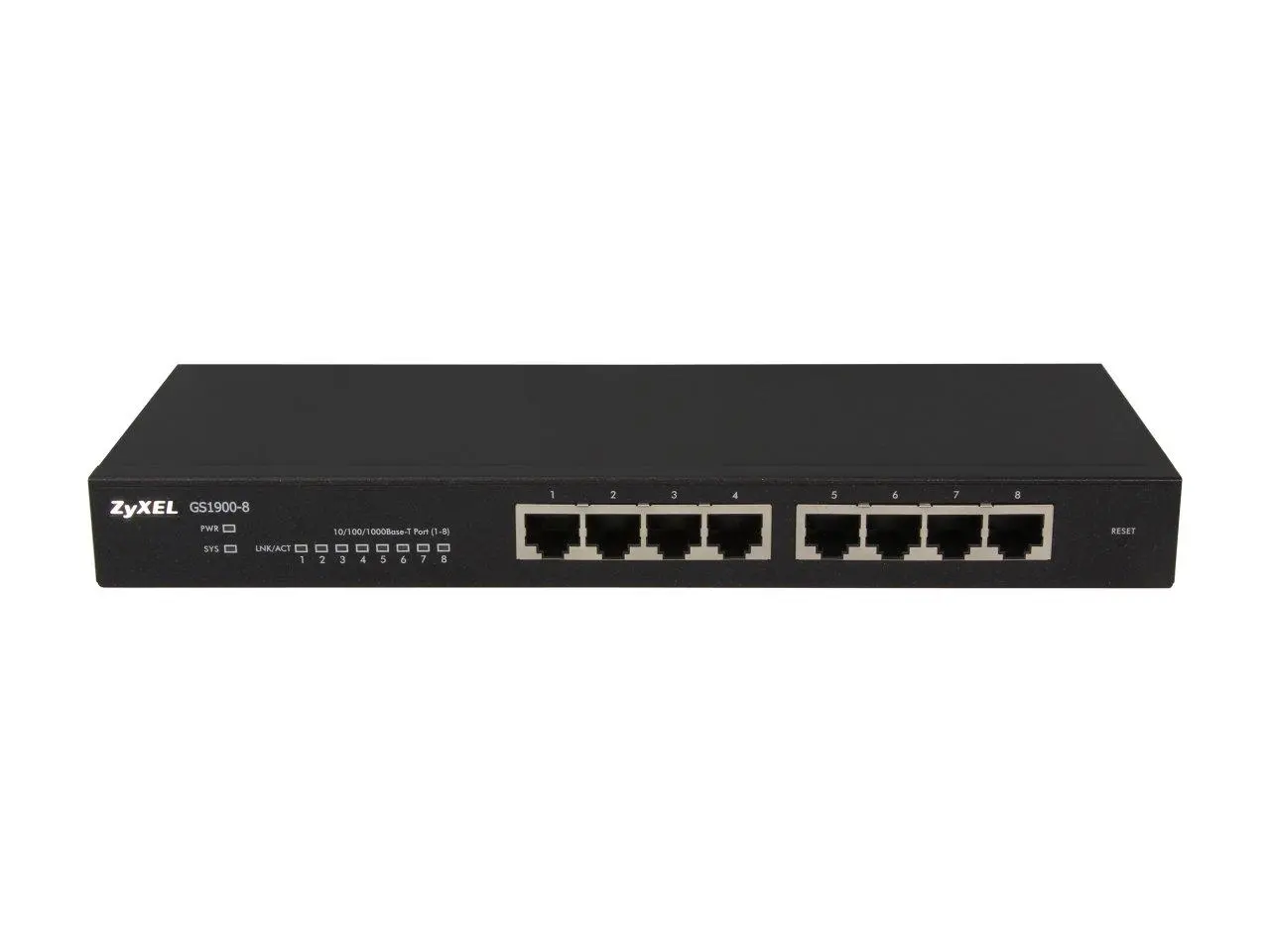 Комутатор, ZyXEL GS1900-8, 8 port GbE L2 smart switch, desktop, fanless