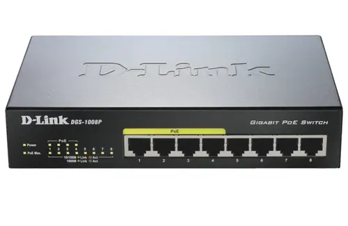 Комутатор, D-Link 8-port 10/100/1000 Desktop Switch w/ 4 PoE Ports - 1