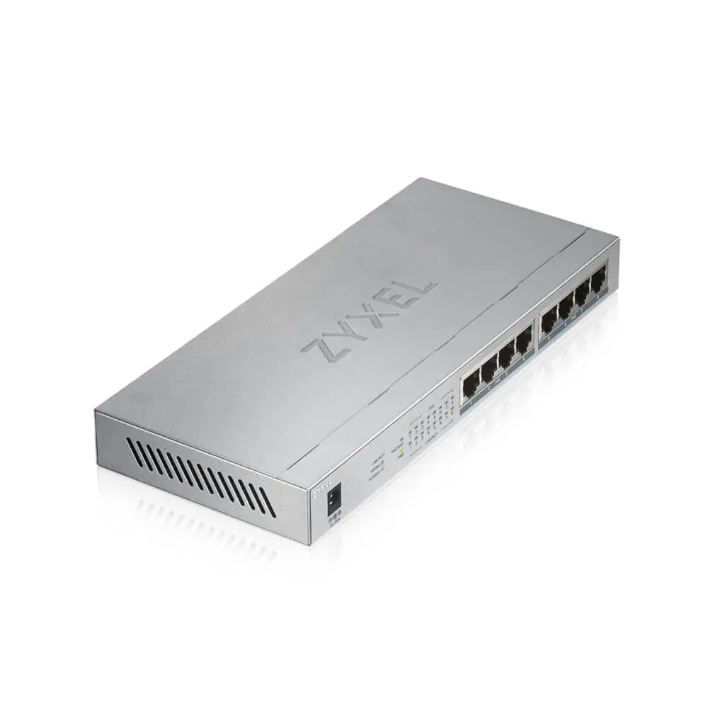 Комутатор, ZyXEL GS1008-HP, 8 Port Gigabit PoE+ unmanaged desktop Switch, 8 x PoE, 60 Watt