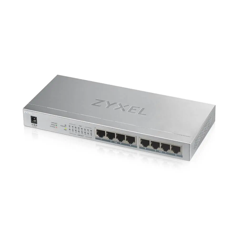 Комутатор, ZyXEL GS1008-HP, 8 Port Gigabit PoE+ unmanaged desktop Switch, 8 x PoE, 60 Watt - image 2