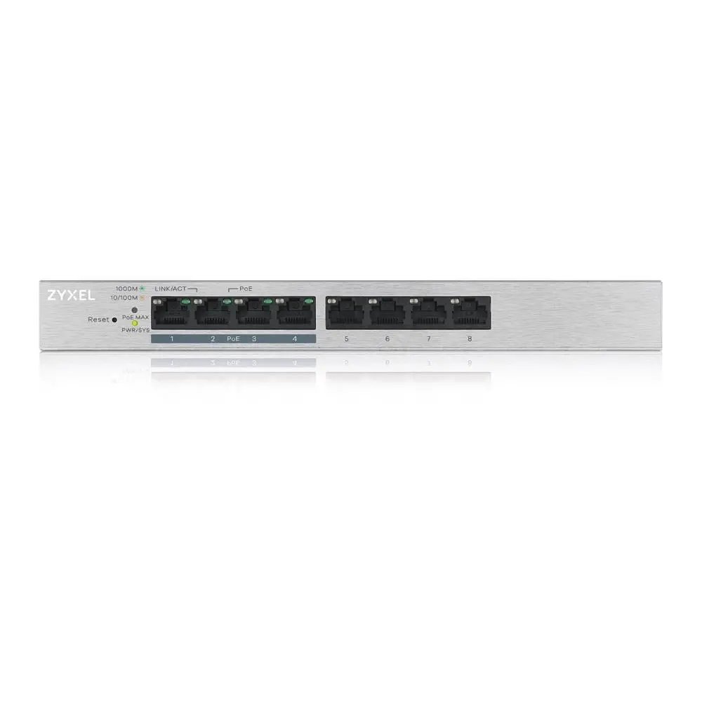 Switch, ZyXEL GS1200-8HPv2, 8 θυρών Gigabit PoE+ web διαχειριζόμενο Switch, 4x PoE, 60 Watt - image 1