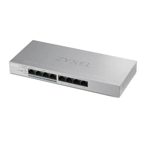 Switch, ZyXEL GS1200-8HPv2, 8 θυρών Gigabit PoE+ web διαχειριζόμενο Switch, 4x PoE, 60 Watt - 1