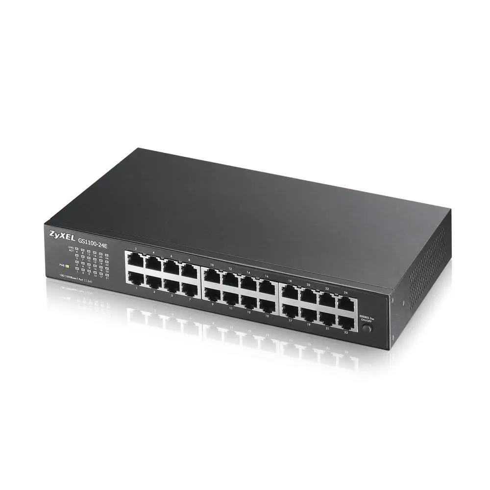 Switch, ZyXEL GS1100-24E 24 θυρών Gigabit μη διαχειριζόμενο switch v3, χωρίς ανεμιστήρα, 802.3az (Green), επιτραπέζιο/19" rackmount